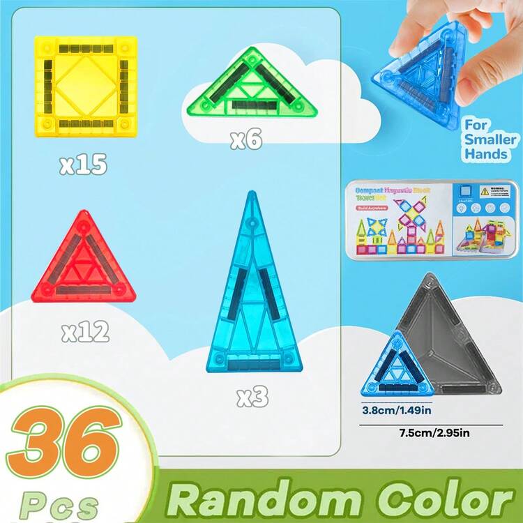 28/36/43 st minimagnetiska block med järnhölje, magnetiska byggleksaker för barn, viktiga bärbara kreativa magnetblock för resor, STEM-leksaker för småbarn, pojkar och flickor från 3 år - Multifärgad - Visa 8