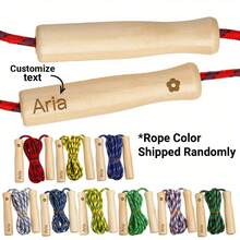 Corda de Pular Personalizada, Corda de Pular com Alça de Madeira Personalizada com Nome, Presente de Exercício de Fitness, Cor da Corda Aleatória