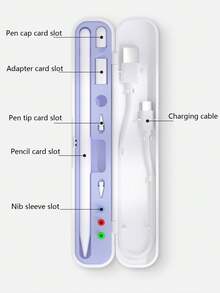 1pc Capacitive Stylus Pen Accessories Set Including Pen Case, Pen Tip Cover, Adapter Compatible With Apple Pencil 1st/2nd Generation (Apple Pencil And Accessories Not Included) - Purple - View 5