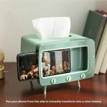1pc Cute Cartoon TV Shaped Tissue Box With Stand, Charming Home Decor For Living Room And Desk, Available In Multiple Colors