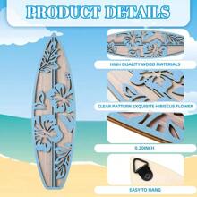 3 Pieces Hibiscus Surfboard Decor For Bedroom Wooden Beach Wall Decor Summer Wood Surfboard Wall Hanging Sign For Tropical Living Room Decoration Blue
