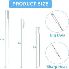 DTDNZKN 60 PCS Large Eye Hand Sewing Needles Set - 3 Sizes Leather Embroidery Thread Needles, Stainless Steel Hand Quilting Needles With Threader - Ideal For Hand Sewing, Art, And Crafts - trắng - Xem 2