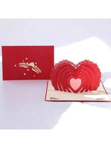 3D Pop-Up Wedding Greeting Card With Envelope, Romantic Lover Paper Carving Handmade Card, Sweet Wedding Party Invitation, Valentine's Day/Anniversary Card, Graduation Season Love Card