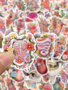 SCXXBSW 50 piezas Pegatinas decorativas con flores y graffiti para tazas de agua, cuadernos, equipaje, resistentes al agua - Multicolor - Ver 6