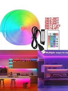 Đèn dây LED USBNeon 24 phím 1 chiếc, Đèn trang trí nội thất Neon RGB, Đèn Neon rực rỡ có thể đồng bộ với, Đèn Neon DIY linh hoạt, Thích hợp cho phòng trong nhà, tường, lễ hội, trang trí tiệc tùng - Nhiều màu - Xem 10