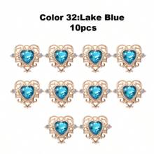 10pcs Mixed Color Vintage Hollow Out Zinc Alloy Heart Pendant With Glass Rhinestone In Baroque Style 22*26mm, Gold-Coloured Lolita Diy Jewelry Accessory For Palace Style Handmade Bracelet/Necklace/Earrings/Hair Clips/Headbands, Bridal Shoes/Clothes/Purses/Shawl Buckles, Window Curtains Decoration. Glass Rhinestone, Not Acrylic. Valentines