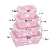 Collapsible Silicone Food Storage Container, Leftover Meal Box For Kitchen, Bento Lunch Boxeree, Microwave, Dishwasher And Fre Safe. Foldable Design Saves Your Space - Picture Color - View 8