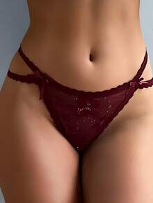 1pc Customized Crystal Letter Sexy Lace Personalized Name Thong Panties, Bikini Tanga Lingerie T-Back Gift For Girlfriend, Wife, Valentine's Day, Christmas, Halloween, Thanksgiving, Birthday. - Multicolor - View 6