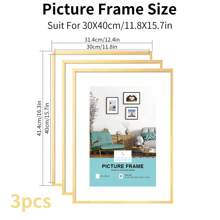 1/2/3/4件装多色铝合金相框 30x40cm/A3/A4，无框金属相框，纤薄窄边框防锈金属框，适用于海报、画布和证书，现代家居、婚礼照片展示、影棚墙面装饰、企业奖品框、办公室画廊装饰（金色/银色/玫瑰金/黑色）