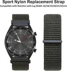 Correa de Reloj de Nylon Ajustable de 18mm, Correa Deportiva de Liberación Rápida (Negra) - Verde militar - Ver 8