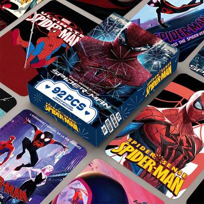 Marvel 92pcs Marvel LOMO Cards Spider-Man HD Photo Cards Anime Peripheral Box Collection Cards Greeting Cards Party Gift Cards Toys