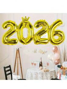 5 个 16 英寸 2026 数字铝箔气球，大型金属金色新年快乐气球，非常适合生日、婚礼、周年纪念、毕业典礼、新娘送礼会、新年装饰、主题派对、家居、房间装饰、办公室装饰 - 彩色 - 查看 2