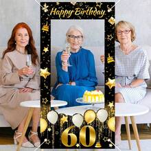 1pc Black Gold 18th 30th 40th 50th 60th Birthday Theme Photo Frame, Black Gold 18th 30th 40th 50th 60th Happy Birthday Style Party Photo Props, Party Photo Booth For Birthday Party Home Room Wall Decoration, Birthday Party Ornaments, Birthday Gifts Party Favor, Birthday Decoration Birthday Backdrop, Birthday Banner ﻿,Comes With A Random Ribbon For Easy Installation And Hanging - Multicolor - View 6