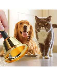 1pc Golden/Silvery Hand Bell Classic Dinner Bell Durable Hand Bells Loud Call Bell Service Bell Used For Weddings School Classroom Service And Game Parties Christmas