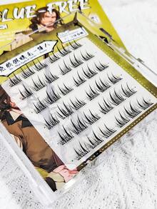 36 Büschel, 7-12 mm, doppelspitzige Sonnenblume, kein Kleber nötig selbstklebende einzelne Wimpern, Krümmung C/D, Stärke 0,07 mm, falsche Wimpern segmentierte Büschel Wimpern, natürlicher Look Cartoon, Manga Stil