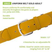 Cinturón elástico para Uniforme de béisbol - Dorado/Amarillo - Ver 3