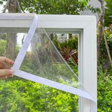 Cortina térmica de invierno, dispositivo de sellado de ventanas sin taladro, aislante y a prueba de viento, cortina transparente para uso doméstico con aire acondicionado, a prueba de viento, aislante del calor y del frío