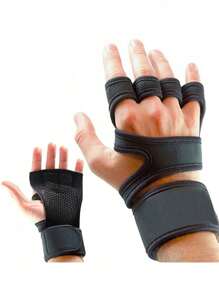 1 Pair Unisex Fingerless Sports Gloves For Weightlifting, Gym Fitness Training With Hook & Loop Fastener