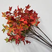 1pc 42.52 Inch Artificial Silk Maple Leaf Branch Set, Autumn Decorative Stems, Artificial Maple Leaves, Wedding Bouquet, Thanksgiving Decor