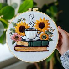 1 件刺绣套件，20x20cm/7.9x7.9 英寸，书中的向日葵，手工 DIY 刺绣套件，适合成人和初学者，包括用户手册、印花布、刺绣框架以及针线 - 彩色 - 查看 11