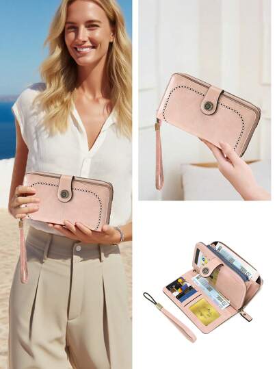 CHARM INFINITE 复古时尚镂空女士钱包大容量拉链长款钱包女式钱夹钱包手拿钱包