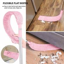 1pc Dusters For Cleaning, Floor Duster With Extension Pole Bendable Microfiber Head, Washable Cleaner,Duster For Furniture Bed Bottom - Dusty Pink - View 6