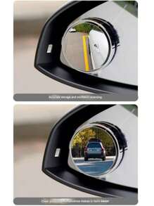 1pc Car Rearview Mirror Small Round Mirror Reversing Artifact Blind Spot HD Waterproof Auxiliary Mirror 360 Degree Multi-Function Mirror Car Rearview Mirror Has Suction Cup Type, Sticky Small Round Mirror Reversing Auxiliary Artifact Ultra-Clear Reflective Blind Spot Large Field Of View Wide Angle Car Universal