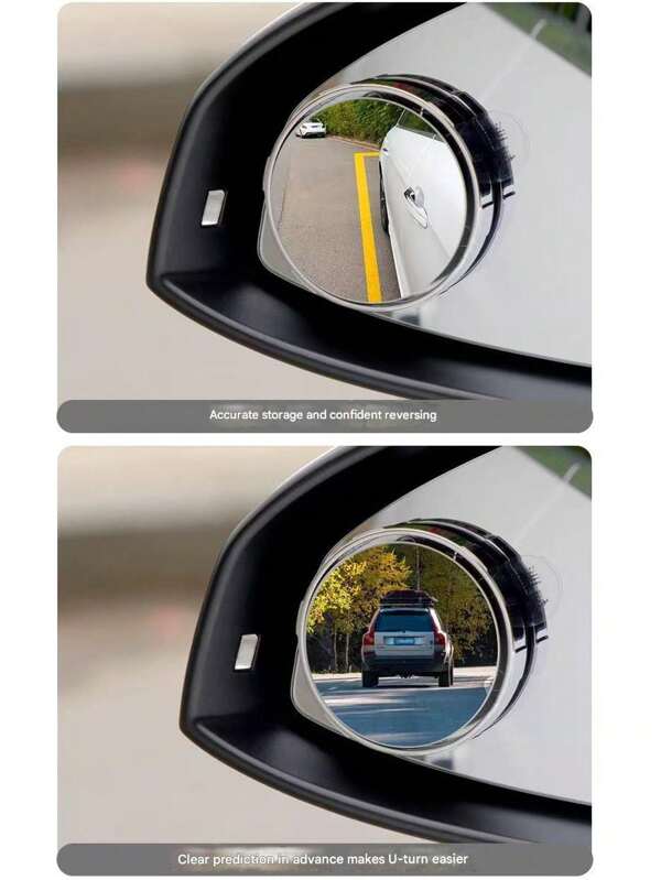 1pc Car Rearview Mirror Small Round Mirror Reversing Artifact Blind Spot HD Waterproof Auxiliary Mirror 360 Degree Multi-Function Mirror Car Rearview Mirror Has Suction Cup Type, Sticky Small Round Mirror Reversing Auxiliary Artifact Ultra-Clear Reflective Blind Spot Large Field Of View Wide Angle Car Universal