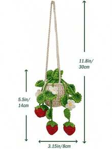 Car Interior Rear View Mirror Ornament Crochet Hanging Strawberry Plant Car Decorations Interior Aesthetic Car Accessories Cute Car Charms For Rear View Mirror, Boho Car Decoration - Hoa trắng - Xem 4