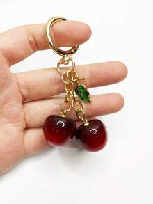 1 件时尚优雅樱桃吊坠，女士手提包装饰，单肩包配件，手提包吊饰，钥匙扣，学校背包装饰，汽车钥匙圈，旅行配件，节日礼物，圣诞礼物，适合搭配各种包包 - 彩色 - 查看 3