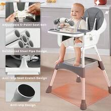 UBRAVOO Umbaubarer Hochstuhl für Babys und Kleinkinder, zusammenklappbar, leicht zu reinigen, gepolsterter Sitz, Fußstütze, Tablett und Getränkehalter, max. Tragkraft 15 kg, Alter 6 Monate bis 3 Jahre