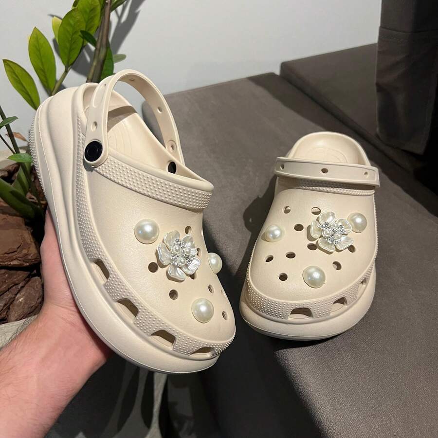 Luxury Platform Sandals With Personalized Embellishments, Lightweight And Comfortable - 卡其色 - 查看 1
