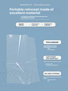 1 wiederverwendbarer tragbarer Regenmantel für Erwachsene Herren und Damen, schwerer Regen EVA Regenmantel, transparenter Einteiler Regenmantel für Outdoor-Reisen, transparente Regenjacke mit Kapuze, einfach, modisch, für den täglichen Gebrauch