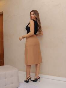 WOMEN'S MIDI SKIRT SP031 - Caqui - Ver 5