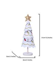 1pc Cute Christmas Tree Fabric And Wooden Ornaments, Window And Desktop Christmas Embroidered Snowflake Decor
