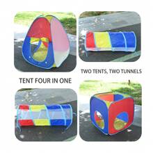 儿童彩色方形帐篷隧道爬行 3/4/5 件套，室内游戏屋玩具帐篷，男孩和女孩适用的球坑