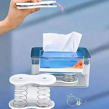 Spring-Loaded Tissue Box Holder, Automatic Pop-Up Napkin Dispenser For Desk And Kitchen, A Seamless One-Handed Desktop Accessory That Delivers Napkins With A Gentle Press, Designed To Reduce Clutter And Enhance Workspace Aesthetics, Perfect For Home Office, Kitchen Counter, Dining Table, Living Room, Craft Room, And Reception Areas, Ideal Spring-Cleaning Gift For Mother's Day, Birthdays, And Housewarmings, Featuring A , Quiet Mechanism And Smooth One-Handed Operation For Everyday Convenience And Neat Presentation. - Multicolor - View 1