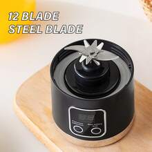 JUICER CUP 12葉強效攪拌機，USB充電，1500mAh長效電池，大容量，易清洗，高質感外觀，多色可選的寶藏果汁杯。瓶身未鎖緊無法使用 - 黑色 - 查看 7
