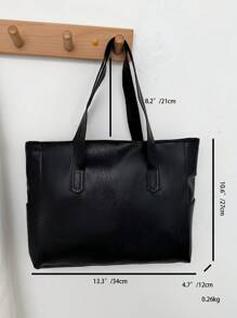 纯色 PU 皮革男士多功能简约手提包，适合通勤和办公，可容纳笔记本电脑 - 彩色 - 查看 11