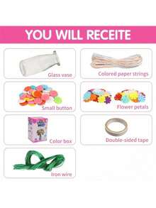 1pc DIY Button Bouquet Craft Kit – Handmade Flower Vase Arrangement Set,Mixed Color Fashion-Themed Plastic Button & Felt Petals, Creative Art And Crafts Project