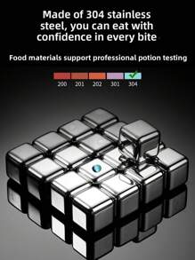 316L 不锈钢冰块，可重复使用的金属冰球机，适用于家庭、啤酒和饮料冷却器 - 銀色 - 查看 3