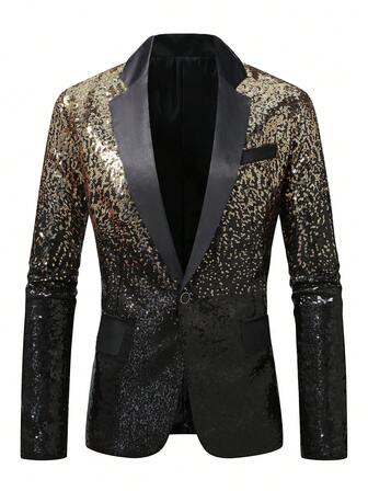 男士渐变亮片西装外套，夜店舞台表演西装外套