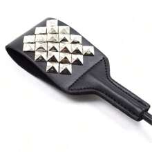 Premium Riding Crop Whip, Horse Whip With Double Slapper For Equestrian Sports Rivet Black