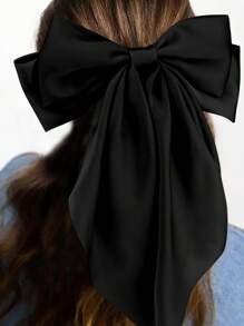 3个装女士特大号黑色、白色、粉色缎面蝴蝶结发夹，时尚百搭高端优雅简约复古发饰，适合日常出行、休闲、派对、通勤、度假、马尾辫、丸子头、洗脸、化妆、搭配服装，爪夹、发夹、发卡、发夹，秋季时尚，法式发夹，蝴蝶结，可爱 - 彩色 - 查看 4