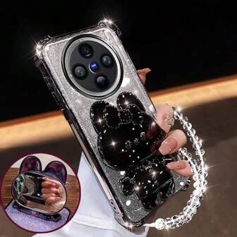 Funda de teléfono con brillo en las 4 esquinas y soporte giratorio, correa de muñeca de cristal e inserto de brillo degradado, cubierta protectora desmontable 2 en 1 a prueba de golpes, a prueba de agua y resistente a los arañazos para iPhone 6/7/8/X/XS/XR/11/12/13/14/15/16/16e, Galaxy S22/23/24/25/S24 FE/S25 EDGE, A04/05/06/A07/A14/A15/A16/A17/A24/A25/A34, Redmi Note 9/10/11/12/13, Redmi 9/10/12/13C 14C, OPPO, MOTO, Honor X, HW, Realme C53 C55 C61 C63 C75