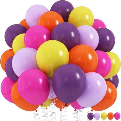 15/35/60pcs 10-Inch Rainbow Balloon Set, Lavender, Macaron Pink, Purple, Yellow, Orange, Neon Pink, Purple, Hot Pink, Colorful Balloons Suitable For Gender Reveal Party, Bachelorette Party, Celebration Party, Birthday, Graduation, Anniversary, Party Decor, Photo Backdrop, Balloon Arch Kit