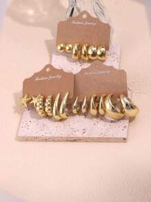 4-18pcs/Set Women Personalized Fashion Elegant Earrings Set, Suitable For Casual, Party, Travel, Beach, Birthday Gift Matching Outfits