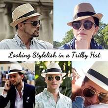 Unisex Handmade Simple Straw Panama Hat Summer Beach Sun Short Brim Breathable Fedora Trilby Cuban Cap For Beach, Casual Gatherings, And Travel - 米色 - 查看 4