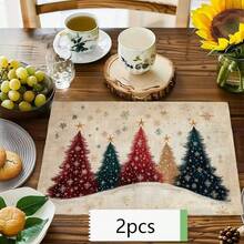 1/2/4/6pcs,Home Decor, Christmas Element Pattern Printed Linen Placemat, Table Mats, The Size Is 12 * 18inch/30 * 45cm, Suitable For Dining Tables, Versatile Seasonal Decoration In Spring, Summer, Autumn, Winter, Modern Style Washable Table Mat, Heat-Resistant, Stain Resistant, Room Decoration, Table Mat, Coaster, Kitchen Table Mat, Party Decoration, Home Decoration, Ideal Christmas Gift - Multicolor - View 29