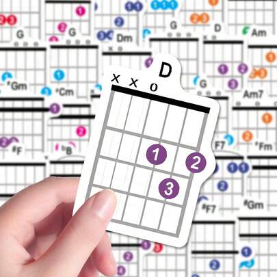 57/114pcs Guitar Chord Stickers, Waterproof Stickers For Instrument Self-Learning And Practice